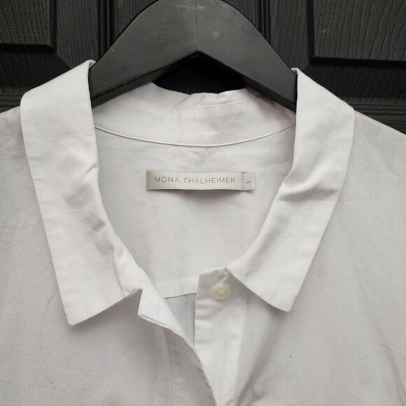 Mona Thalheimer Sz. L White Side Tie Blouse Capsule Minimalist - Picture 5 of 15